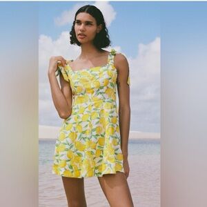 Zara PRINTED LINEN BLEND MINI DRESS